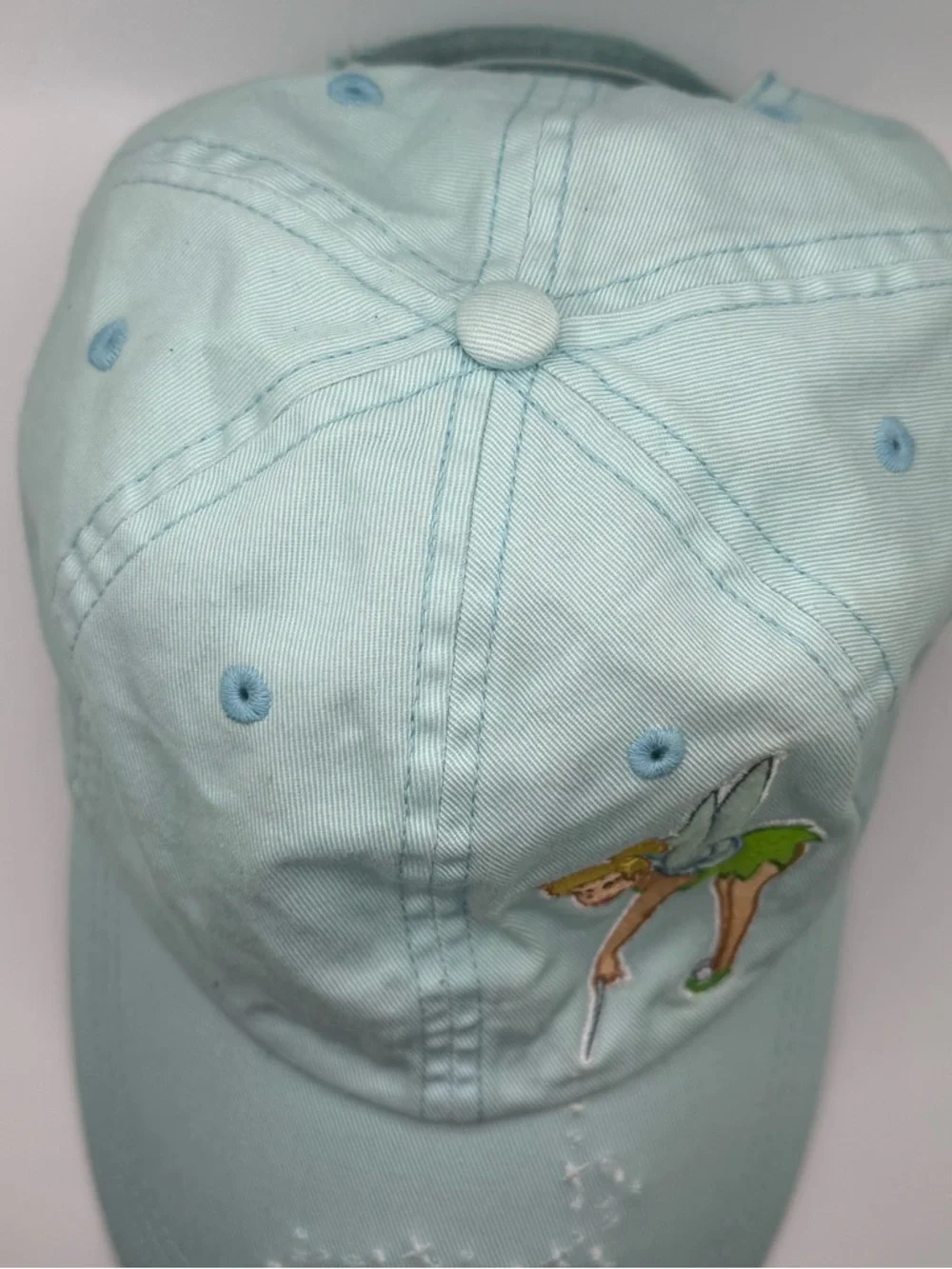 Mint Green Tinker Bell Embroidered Baseball Cap NWOT peter pan Disney - Picture 5 of 6